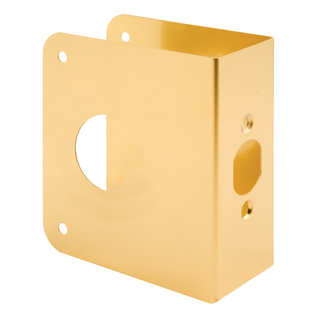 PRIME-LINE Brass Lock and Door Reinforcement Plate for 1-3/4 In. Thick Doors, Brass Finish Single Pack U 9978